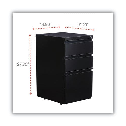 Alera File Pedestal With Full-length Pull Left Or Right 3-drawers: Box/box/file Legal/letter Black 14.96 X 19.29 X 27.75 - Furniture -
