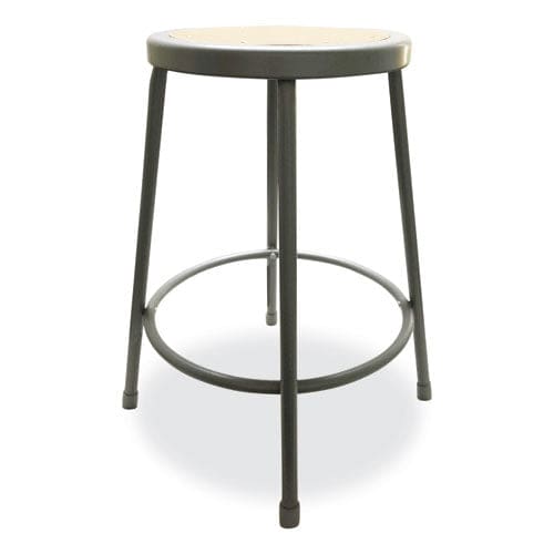 Alera Industrial Metal Shop Stool Backless Supports Up To 300 Lb 24 Seat Height Brown Seat Gray Base - Office - Alera®