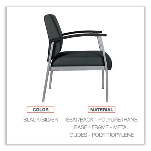 Alera Alera Metalounge Series Mid-back Guest Chair 24.6 X 26.96 X 33.46 Black Seat Black Back Silver Base - Furniture - Alera®