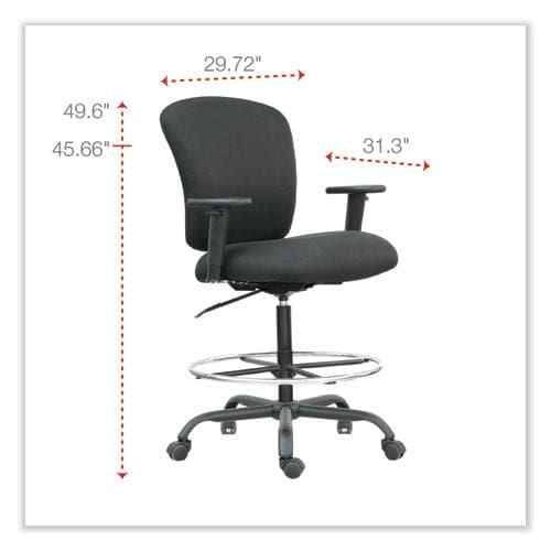 Alera Alera Mota Series Big And Tall Stool Supports Up To 450 Lb 28.74 To 32.67 Seat Height Black - Office - Alera®