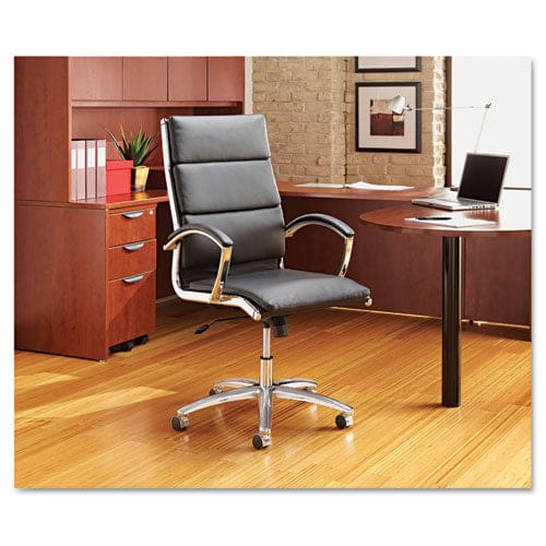 Alera Alera Neratoli High-back Slim Profile Chair Faux Leather 275 Lb Cap 17.32 To 21.25 Seat Height Black Seat/back Chrome - Furniture -