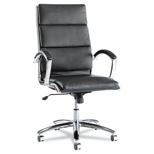 Alera Alera Neratoli High-back Slim Profile Chair Faux Leather 275 Lb Cap 17.32 To 21.25 Seat Height Black Seat/back Chrome - Furniture -