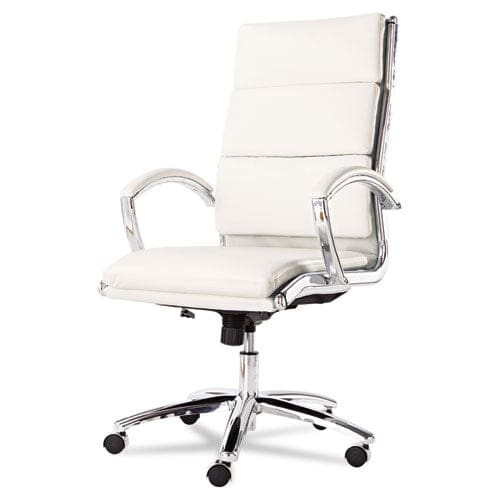 Alera Alera Neratoli High-back Slim Profile Chair Faux Leather 275 Lb Cap 17.32 To 21.25 Seat Height White Seat/back Chrome - Furniture -