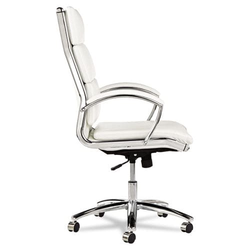 Alera Alera Neratoli High-back Slim Profile Chair Faux Leather 275 Lb Cap 17.32 To 21.25 Seat Height White Seat/back Chrome - Furniture -