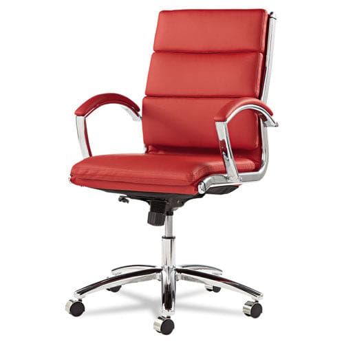 Alera Alera Neratoli Mid-back Slim Profile Chair Faux Leather Supports Up To 275 Lb Red Seat/back Chrome Base - Furniture - Alera®