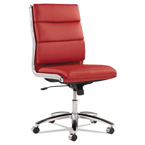 Alera Alera Neratoli Mid-back Slim Profile Chair Faux Leather Supports Up To 275 Lb Red Seat/back Chrome Base - Furniture - Alera®