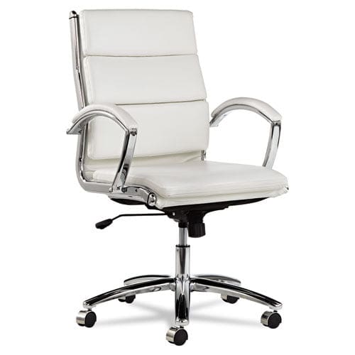 Alera Alera Neratoli Mid-back Slim Profile Chair Faux Leather Up To 275 Lb 18.3 To 21.85 Seat Height White Seat/back Chrome - Furniture -