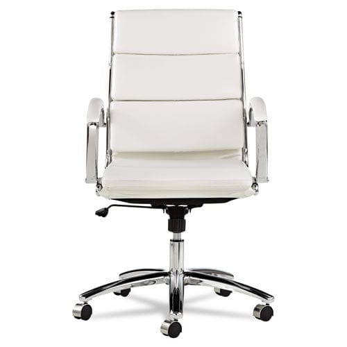 Alera Alera Neratoli Mid-back Slim Profile Chair Faux Leather Up To 275 Lb 18.3 To 21.85 Seat Height White Seat/back Chrome - Furniture -