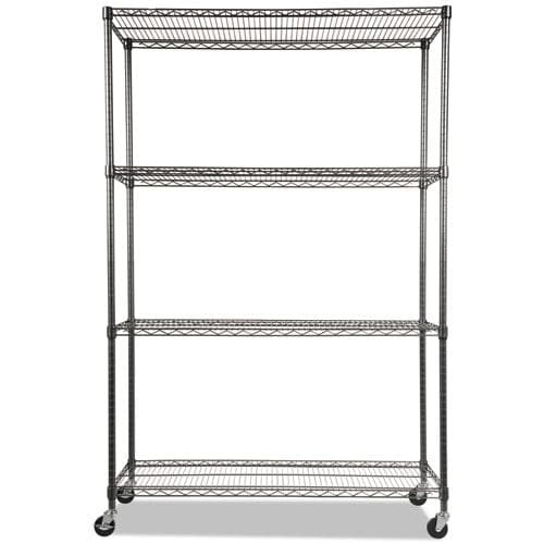 Alera Nsf Certified 4-shelf Wire Shelving Kit With Casters 48w X 18d X 72h Black Anthracite - Office - Alera®