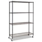 Alera Nsf Certified 4-shelf Wire Shelving Kit With Casters 48w X 18d X 72h Black Anthracite - Office - Alera®