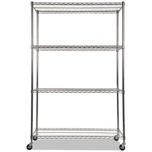 Alera Nsf Certified 4-shelf Wire Shelving Kit With Casters 48w X 18d X 72h Silver - Office - Alera®