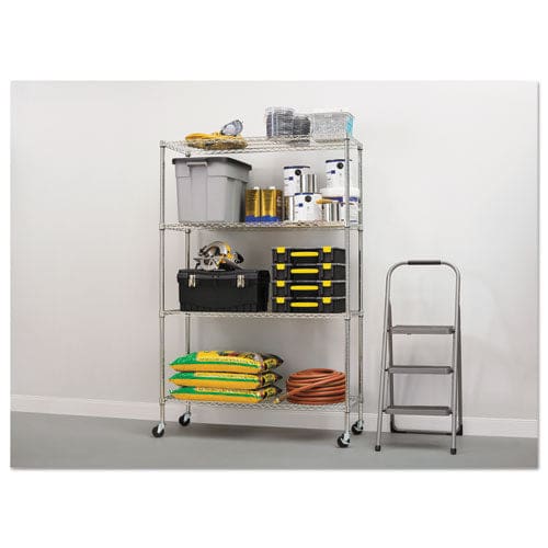 Alera Nsf Certified 4-shelf Wire Shelving Kit With Casters 48w X 18d X 72h Silver - Office - Alera®