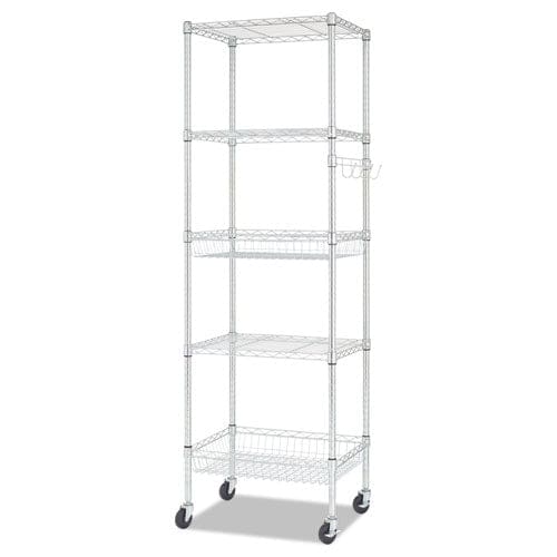 Alera Nsf Certified 6-shelf Wire Shelving Kit 48w X 18d X 72h Black Anthracite - Office - Alera®