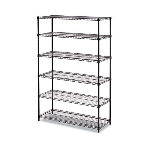 Alera Nsf Certified 6-shelf Wire Shelving Kit 48w X 18d X 72h Black - Office - Alera®