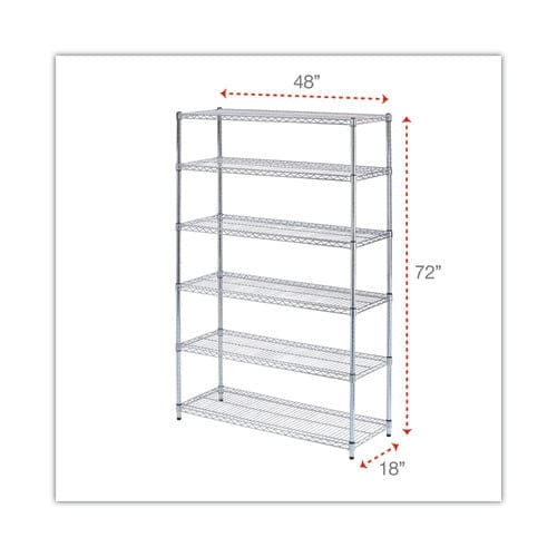 Alera Nsf Certified 6-shelf Wire Shelving Kit 48w X 18d X 72h Silver - Office - Alera®