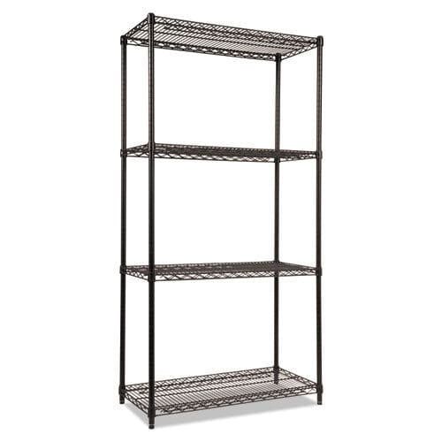 Alera Nsf Certified Industrial Four-shelf Wire Shelving Kit 36w X 18d X 72h Black - Office - Alera®