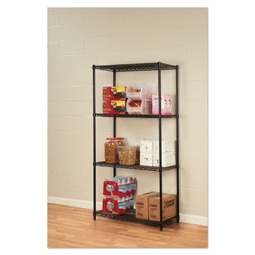 Alera Nsf Certified Industrial Four-shelf Wire Shelving Kit 36w X 18d X 72h Black - Office - Alera®