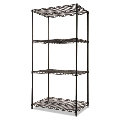 Alera Nsf Certified Industrial Four-shelf Wire Shelving Kit 36w X 24d X 72h Black - Office - Alera®