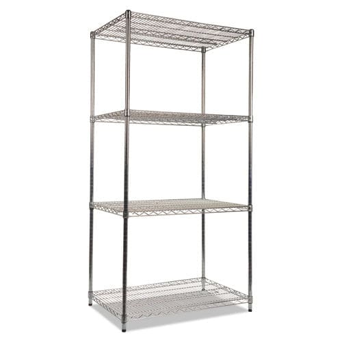 Alera Nsf Certified Industrial Four-shelf Wire Shelving Kit 36w X 24d X 72h Silver - Office - Alera®