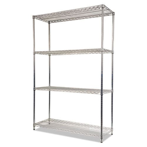 Alera Nsf Certified Industrial Four-shelf Wire Shelving Kit 48w X 18d X 72h Silver - Office - Alera®