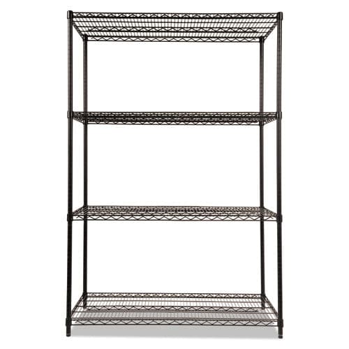 Alera Nsf Certified Industrial Four-shelf Wire Shelving Kit 48w X 24d X 72h Black - Office - Alera®