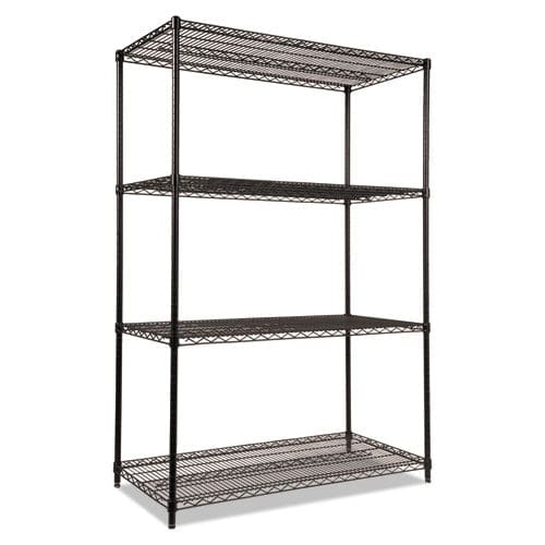 Alera Nsf Certified Industrial Four-shelf Wire Shelving Kit 48w X 24d X 72h Black - Office - Alera®