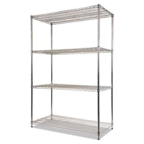 Alera Nsf Certified Industrial Four-shelf Wire Shelving Kit 48w X 24d X 72h Silver - Office - Alera®