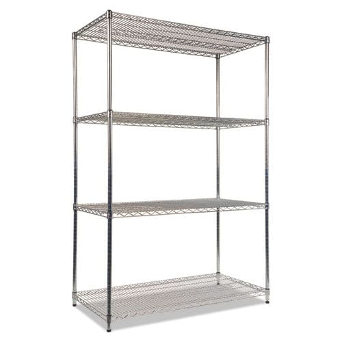 Alera Nsf Certified Industrial Four-shelf Wire Shelving Kit 48w X 24d X 72h Silver - Office - Alera®