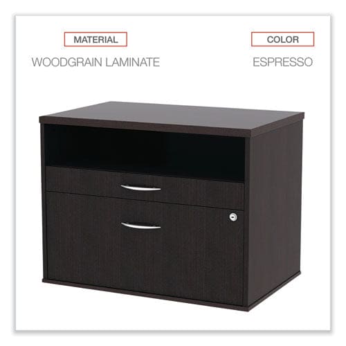 Alera Alera Open Office Desk Series Low File Cabinet Credenza 2-drawer: Pencil/file,legal/letter,1 Shelf,espresso,29.5x19.13x22.88 -