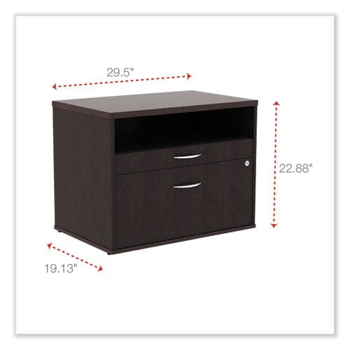 Alera Alera Open Office Desk Series Low File Cabinet Credenza 2-drawer: Pencil/file,legal/letter,1 Shelf,espresso,29.5x19.13x22.88 -