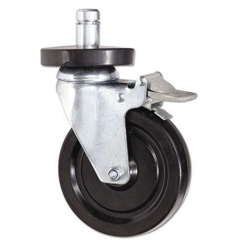 Alera Optional Casters For Wire Shelving Grip Ring Stem 3 Wheel Black 4/set (2 Locking) - Janitorial & Sanitation - Alera®