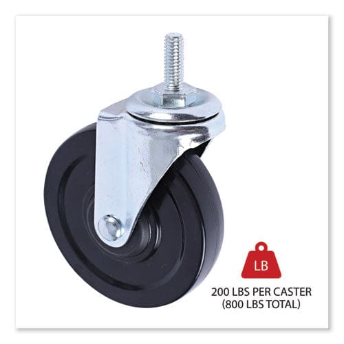 Alera Optional Casters For Wire Shelving Grip Ring Type K Stem 4 Wheel Black/silver 4/set (2 Locking) - Janitorial & Sanitation - Alera®