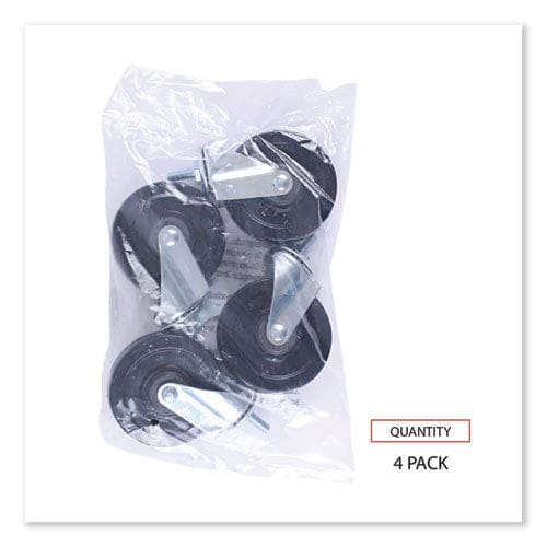 Alera Optional Casters For Wire Shelving Grip Ring Type K Stem 4 Wheel Black/silver 4/set (2 Locking) - Janitorial & Sanitation - Alera®