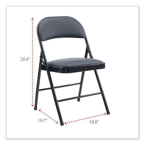 Alera Alera Pu Padded Folding Chair Supports Up To 250 Lb Black Seat Black Back Black Base 4/carton - Furniture - Alera®