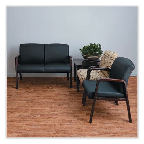 Alera Alera Reception Lounge Series Wood Loveseat 44.88w X 26.13d X 33h Black/mahogany - Furniture - Alera®