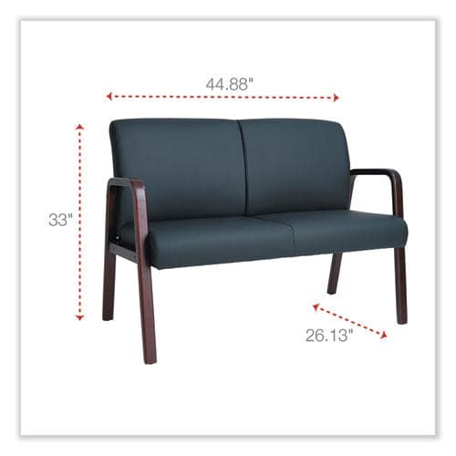 Alera Alera Reception Lounge Series Wood Loveseat 44.88w X 26.13d X 33h Black/mahogany - Furniture - Alera®