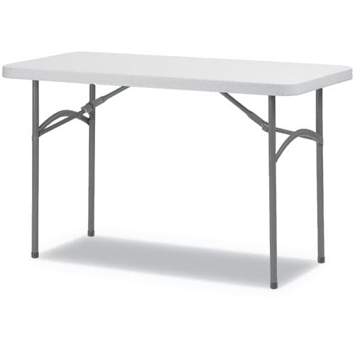 Alera Rectangular Plastic Folding Table 48w X 24d X 29.25h Gray - Furniture - Alera®