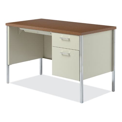 Alera Single Pedestal Steel Desk 45.25 X 24 X 29.5 Cherry/putty - Office - Alera®