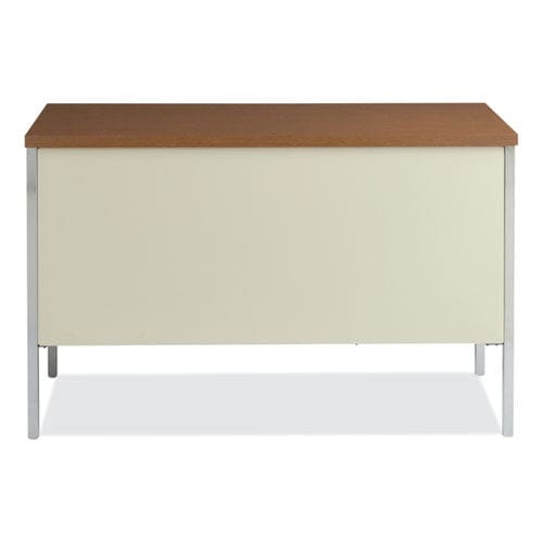 Alera Single Pedestal Steel Desk 45.25 X 24 X 29.5 Cherry/putty - Office - Alera®