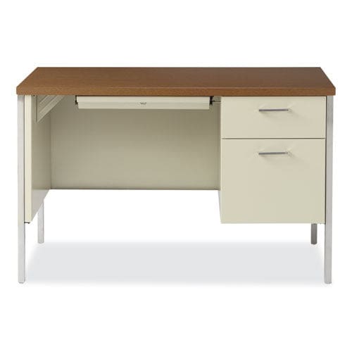 Alera Single Pedestal Steel Desk 45.25 X 24 X 29.5 Cherry/putty - Office - Alera®