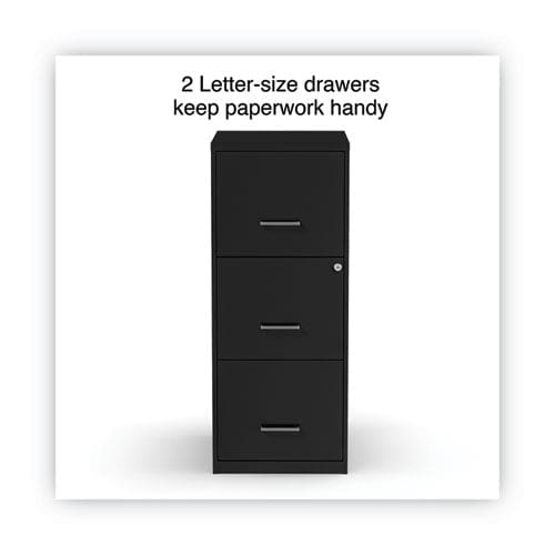 Alera Soho Vertical File Cabinet 3 Drawers: File/file/file Letter Black 14 X 18 X 34.9 - Furniture - Alera®