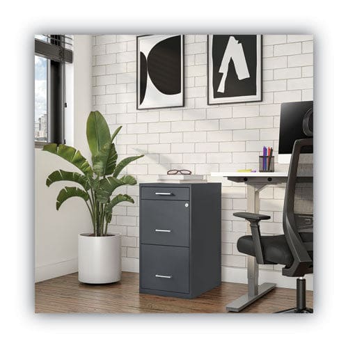 Alera Soho Vertical File Cabinet 3 Drawers: Pencil/file/file Letter Charcoal 14 X 18 X 26.9 - Furniture - Alera®