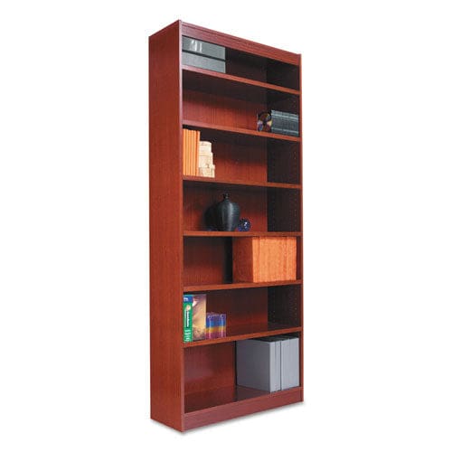 Alera Square Corner Wood Bookcase Six-shelf 35.63w X 11.81d X 71.73h Medium Cherry - Furniture - Alera®