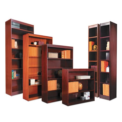 Alera Square Corner Wood Bookcase Six-shelf 35.63w X 11.81d X 71.73h Medium Cherry - Furniture - Alera®