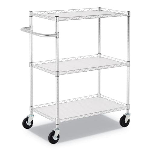 Alera Three-shelf Wire Cart With Liners Metal 3 Shelves 600 Lb Capacity 34.5 X 18 X 40 Silver - Furniture - Alera®