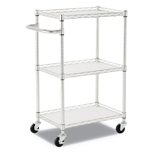 Alera Three-shelf Wire Cart With Liners Metal 3 Shelves 600 Lb Capacity 34.5 X 18 X 40 Silver - Furniture - Alera®