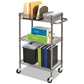 Alera Three-tier Wire Cart With Basket Metal 2 Shelves 1 Bin 500 Lb Capacity 28 X 16 X 39 Black Anthracite - Furniture - Alera®