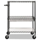 Alera Three-tier Wire Cart With Basket Metal 2 Shelves 1 Bin 500 Lb Capacity 34 X 18 X 40 Black Anthracite - Furniture - Alera®