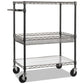 Alera Three-tier Wire Cart With Basket Metal 2 Shelves 1 Bin 500 Lb Capacity 34 X 18 X 40 Black Anthracite - Furniture - Alera®