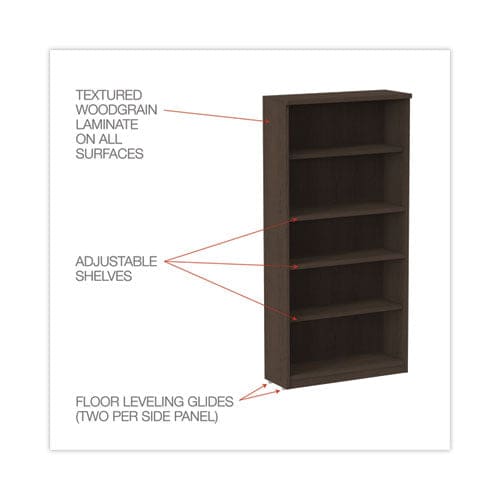 Alera Alera Valencia Series Bookcase Five-shelf 31.75w X 14d X 64.75h Espresso - Furniture - Alera®